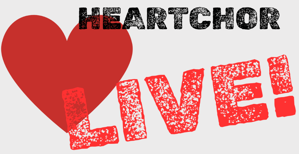 Ein rotes Herz und der Text 'Heartchor live!'.