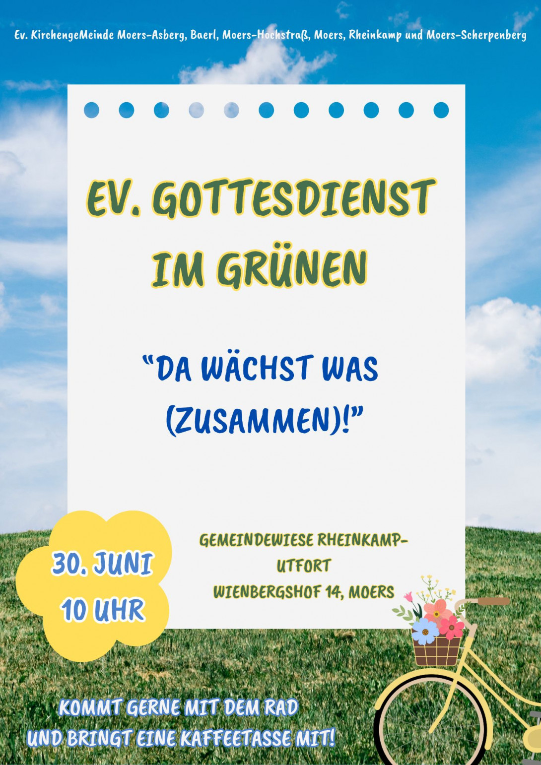 Werbeplakat zum Gottesdienst im Grünen