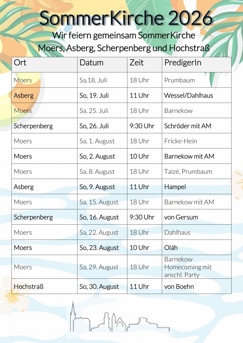 Gottesdienst-Plan zur SommerKirche 2026
